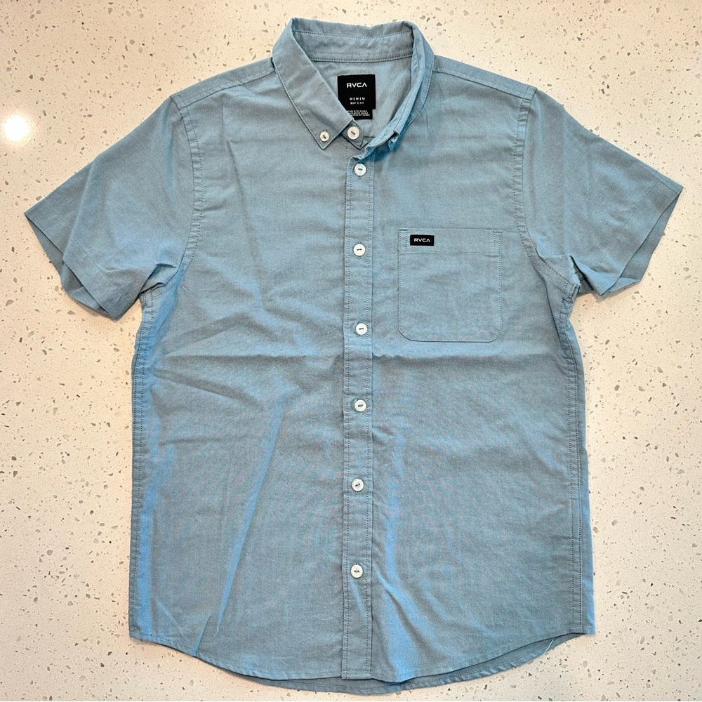 RVCA Blue Casual Button Down Shirt Relaxed Fit